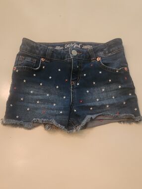 Cat And Jack Super Stretch Denim Jean Shorts Embordiered Stars Medium 7 8